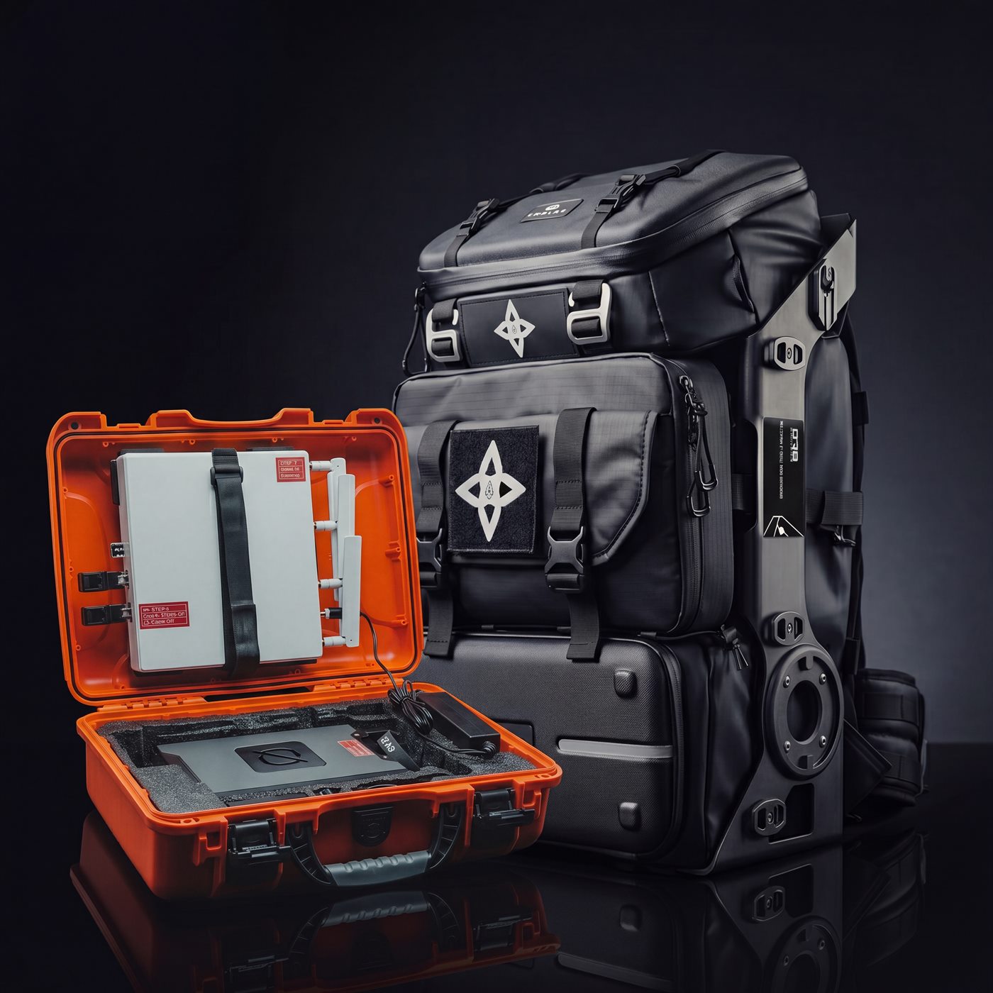 ARC Edge field kit — rugged backpack with open hard case and electronics